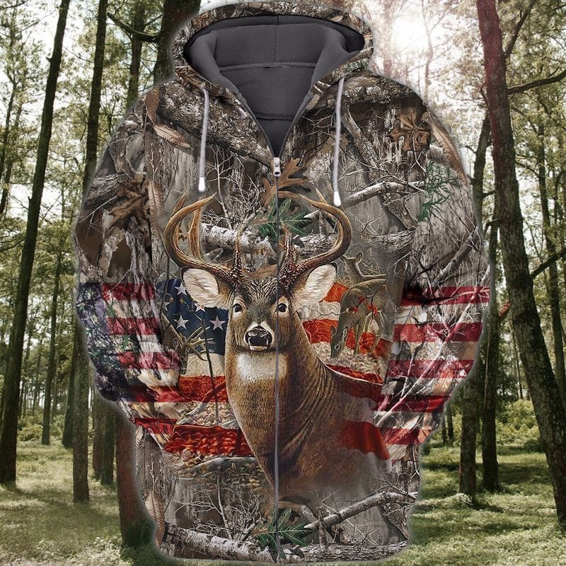 USA Flag Deer Hunting All Over Printed 3D Shirts