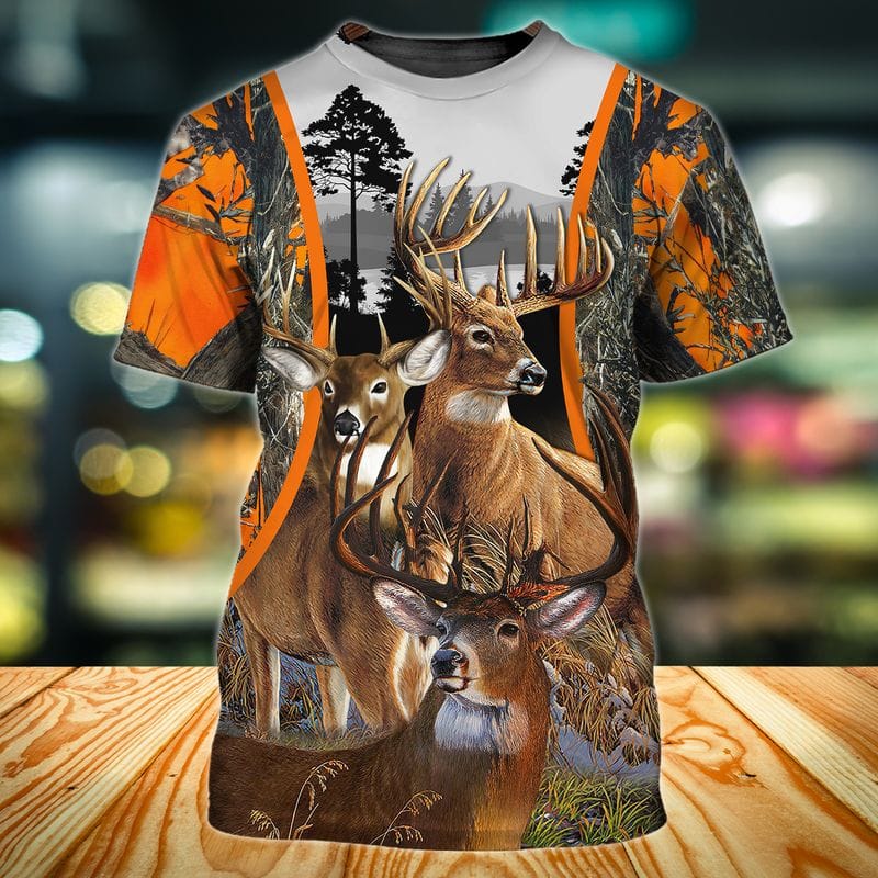 Three Deers Hunting All Over Printed 3D Shirts