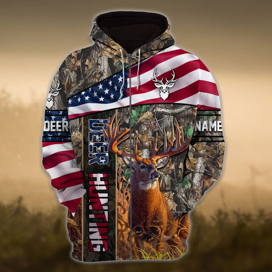 Personalized Eternity A Friend From The Past New Flag Deer Hunting Zipper Hoodies