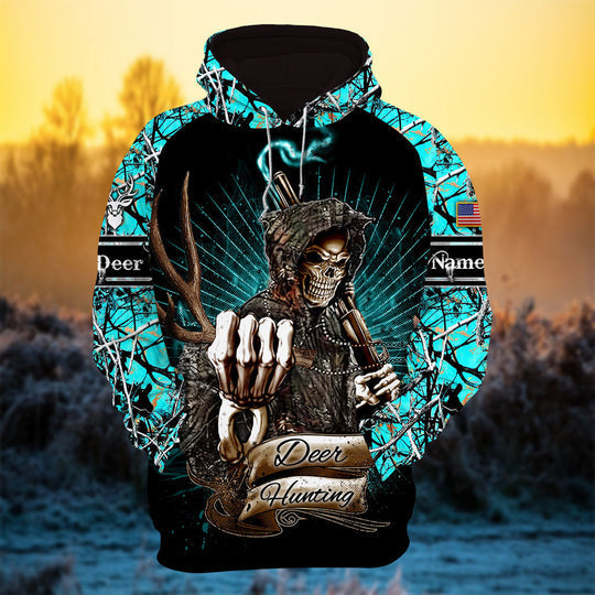 Personalized Cool Deer Hunter Skull Deer Hunting Hoodies 3D