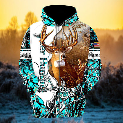 Personalized Hot Unique Deer Hunting 3D Zipper Hoodie