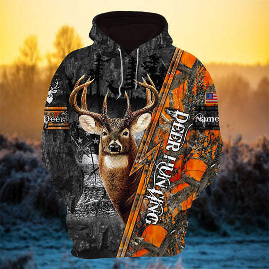 Personalized Best American Flag Deer Hunting Hoodie