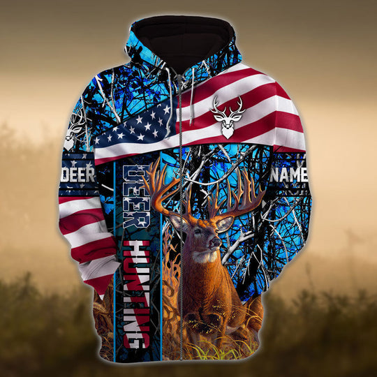 Personalized Eternity A Friend From The Past New Flag Deer Hunting Zipper Hoodies