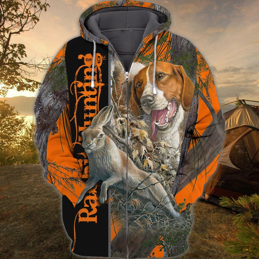 Rabbit Hunting With Beagles Orange Muddy Camo Shirt 3D All Over Printed Clothes