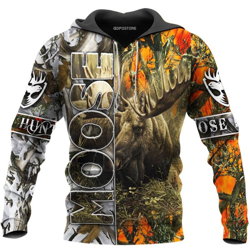 Custom Name Moose Hunting 3D All Over Printed Clothes