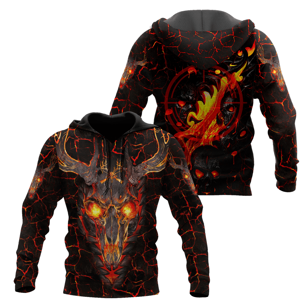 Deer Hunting Fire 3D Over Printed Hoodie