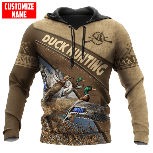 Duck Hunting Personalized Name 3D Over Printed Hoodie