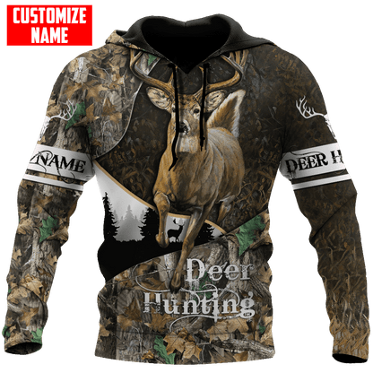 Deer Hunting Personalized Name 3D Over Printed Hoodie