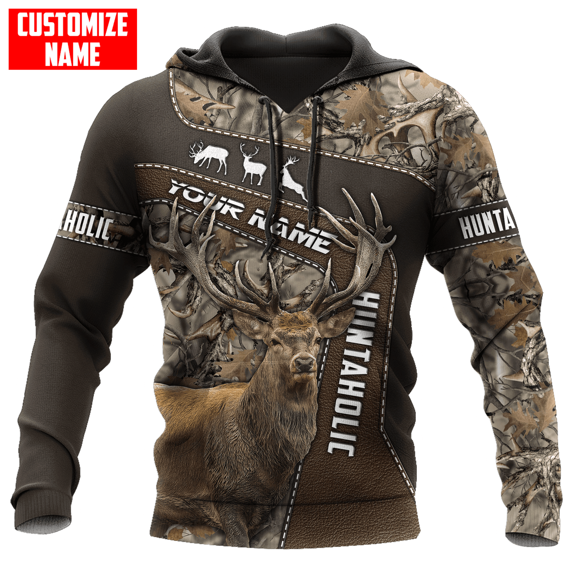 Deer Hunting Personalized Name 3D Over Printed Hoodie