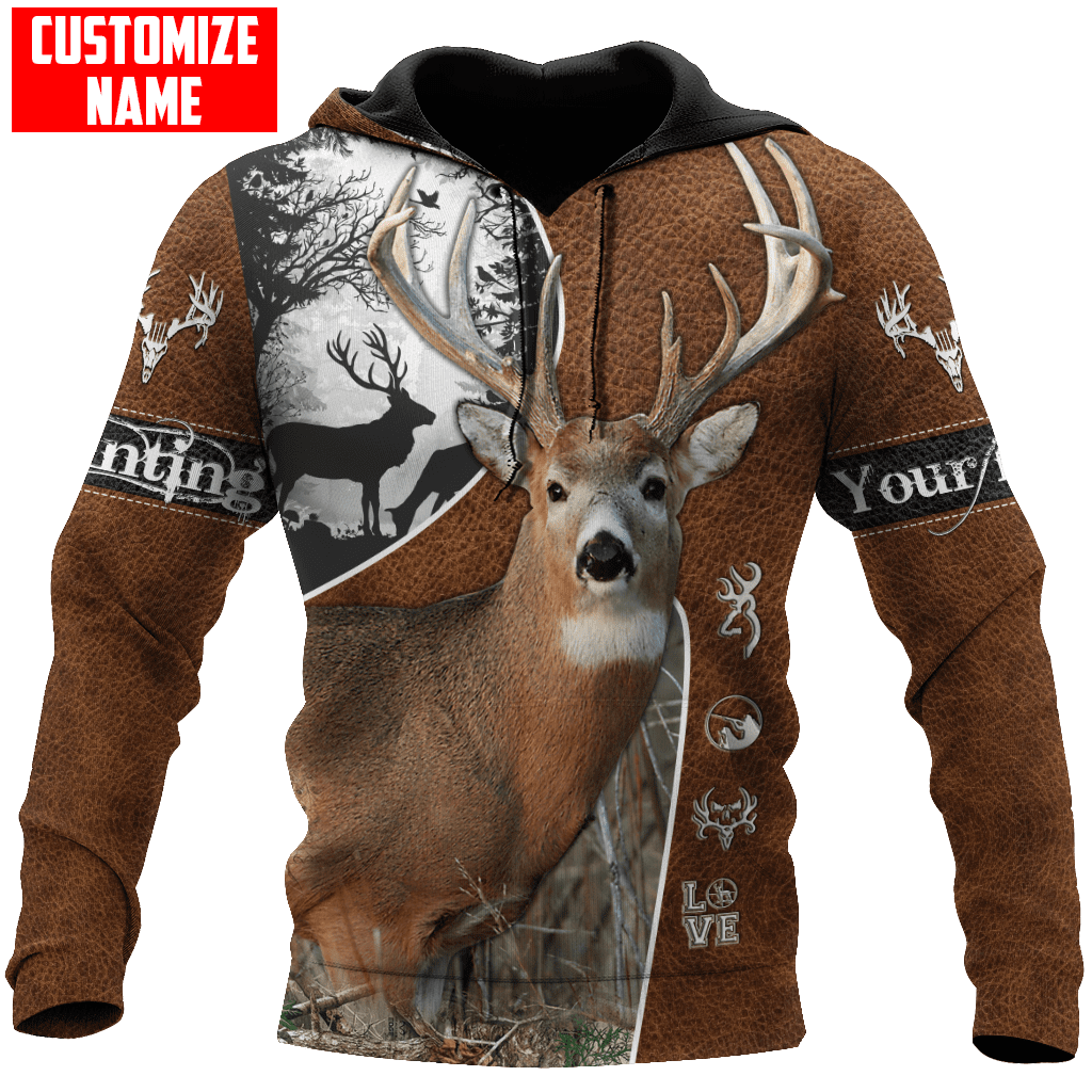 Deer Hunting Personalized Name 3D Over Printed Hoodie