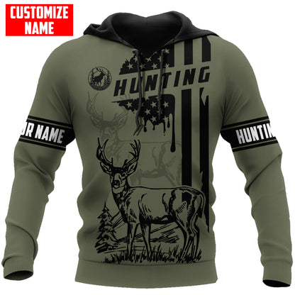 Deer Hunting Personalized Name 3D Over Printed Hoodie