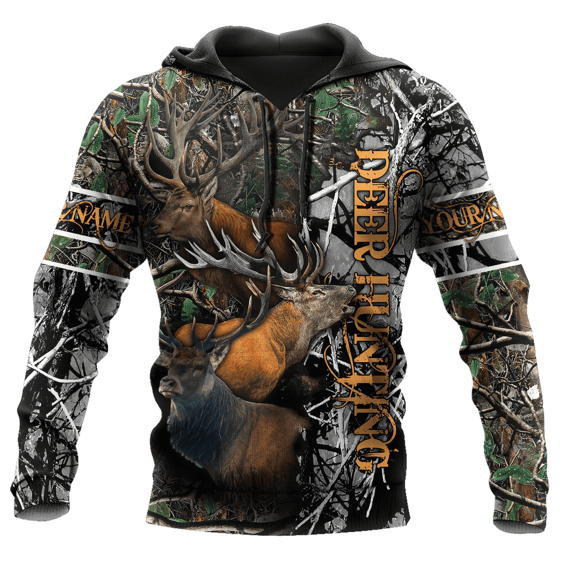 Deer Hunting Personalized Name 3D Over Printed Hoodie