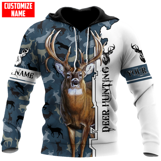 Deer Hunting Personalized Name 3D Over Printed Hoodie