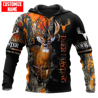 Deer Hunting Personalized Name 3D Over Printed Hoodie