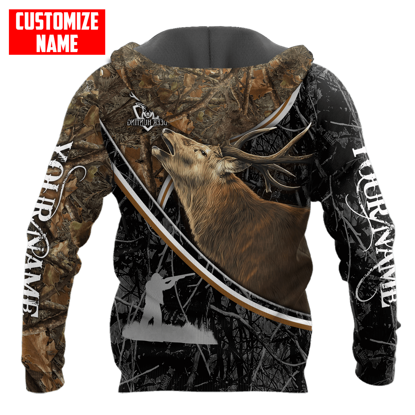 Deer Hunting Personalized Name 3D Over Printed Hoodie