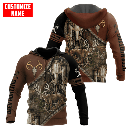 Deer Hunting Personalized Name 3D Over Printed Hoodie