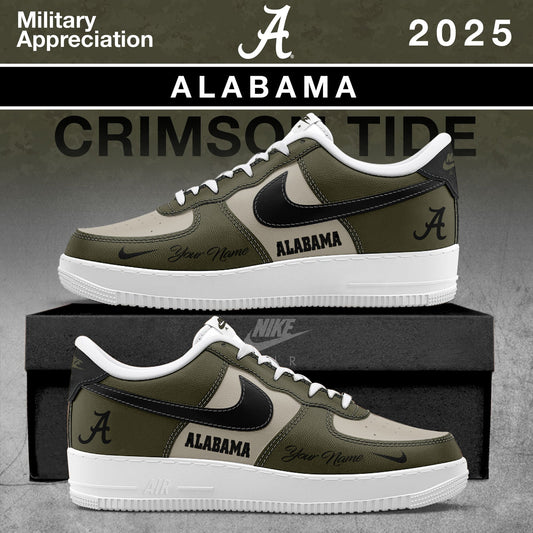Alabama Crimson Tide 2025 Military Appreciation Limited Edition Custom AF1 Sneaker | FE63