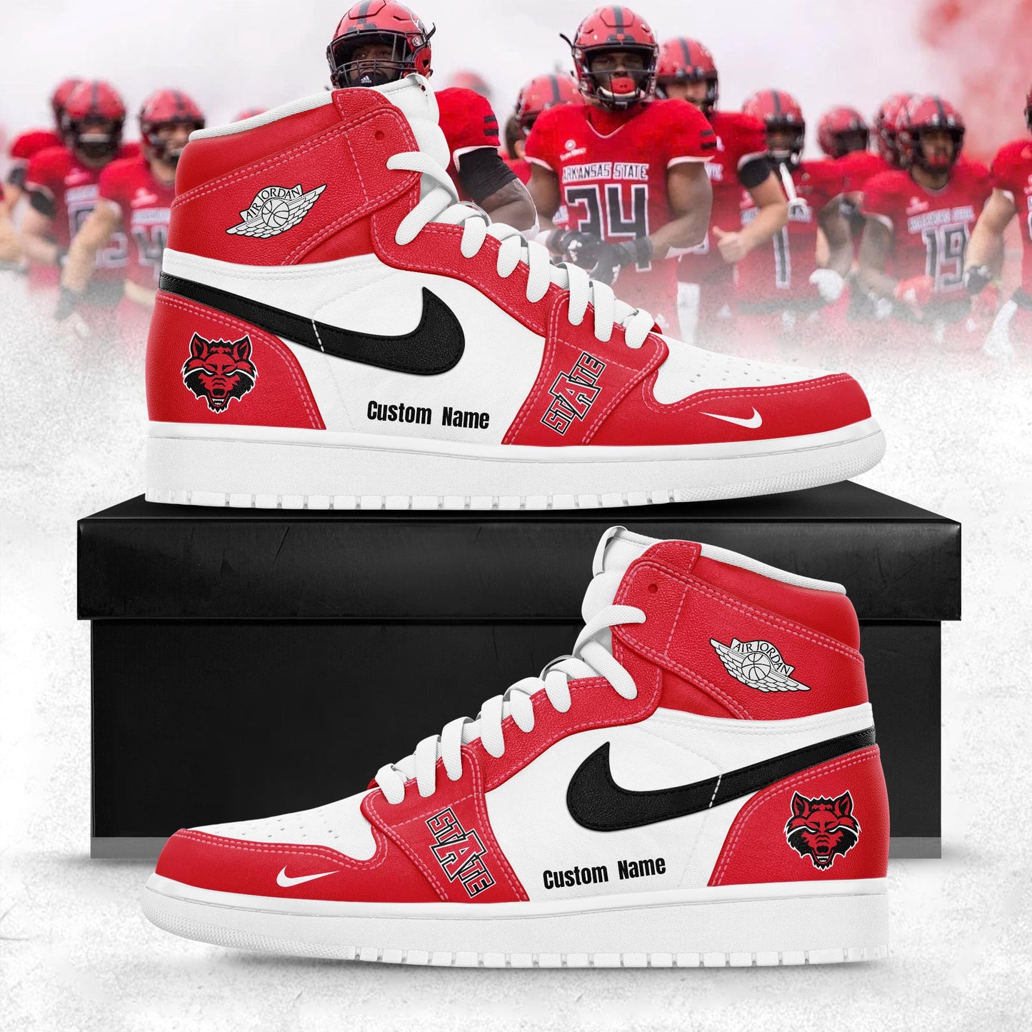 Arkansas State Red Wolves Special Edition Air Jordan1 JD1 Sneakers | FR13