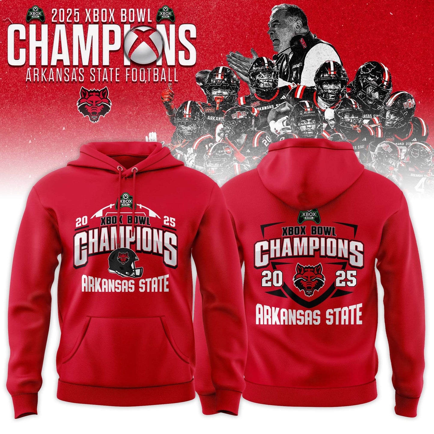 Arkansas State Red Wolves 2025 Xbox Bowl Champions Hoodie | RH69