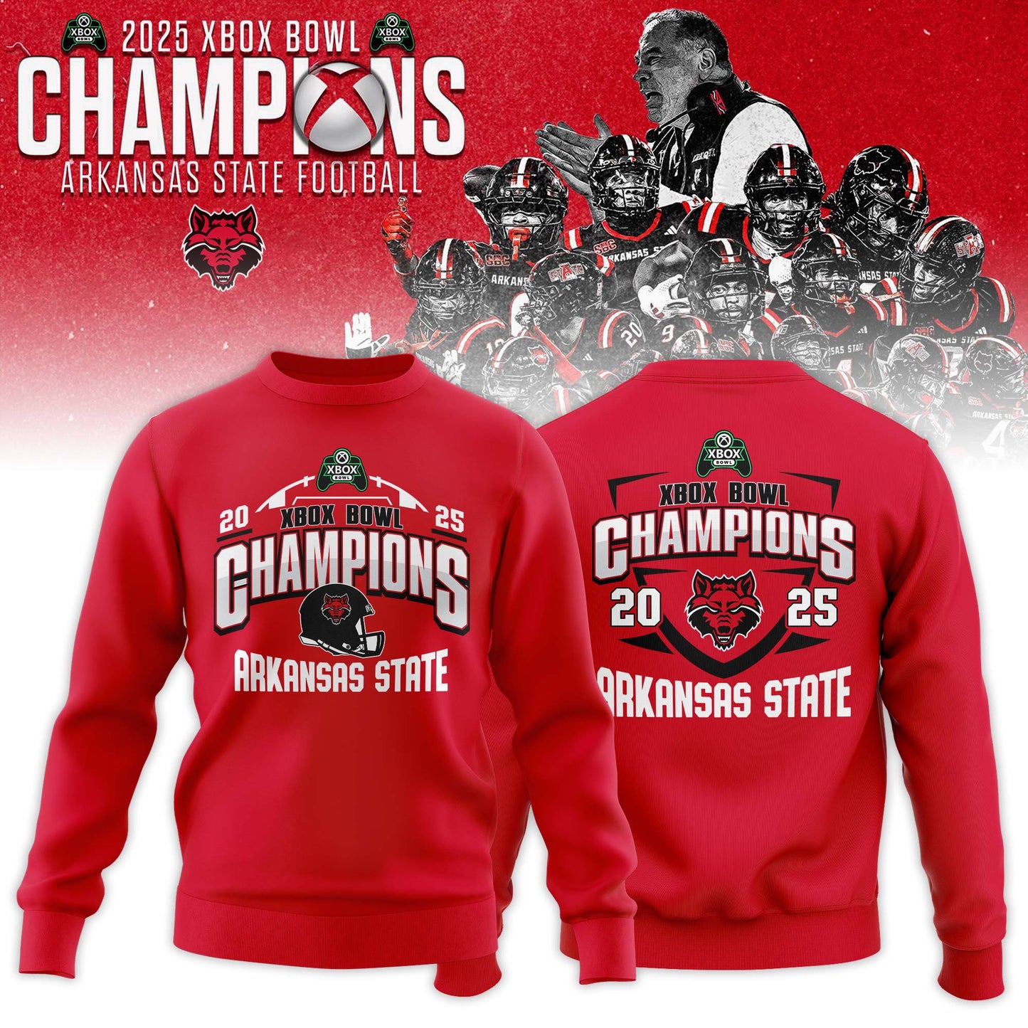 Arkansas State Red Wolves 2025 Xbox Bowl Champions Sweatshirt | DV92