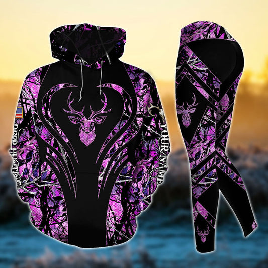 Max Corner Premium Heart Line Deer hunting 2 Personalized 3D Combo Hoodie & Legging Set