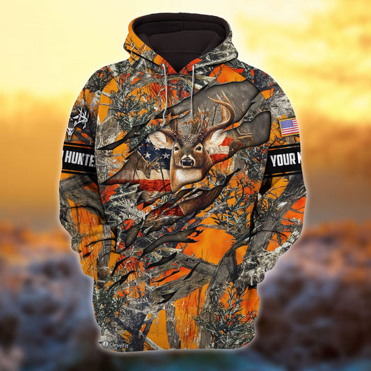 Custom Name Premium Unique Deer Hunting 3D All Over Printed Clothes