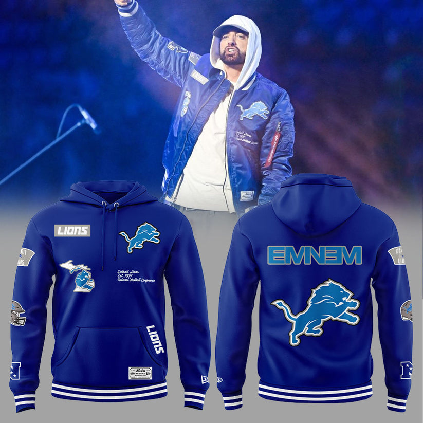 Alpha Industries Blue Detroit Lions x Eminem Combo Hoodie | JJ98