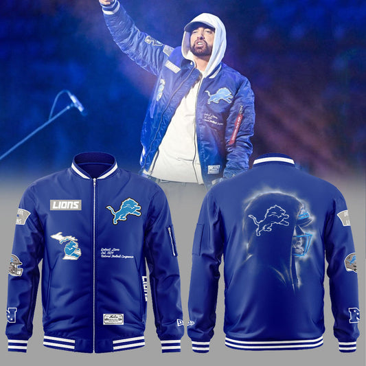 Alpha Industries Blue Detroit Lions x Eminem Combo Zip Bomber | MZ51