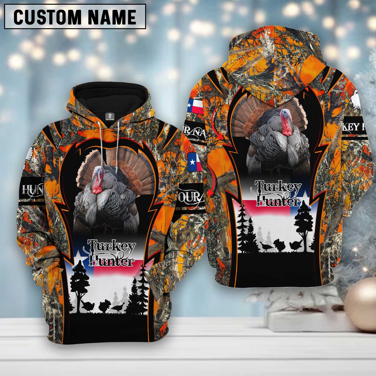 Custom Name Texas Camouflage Pattern Turkey Hunting Shirt 3D All Over Printed Clothes