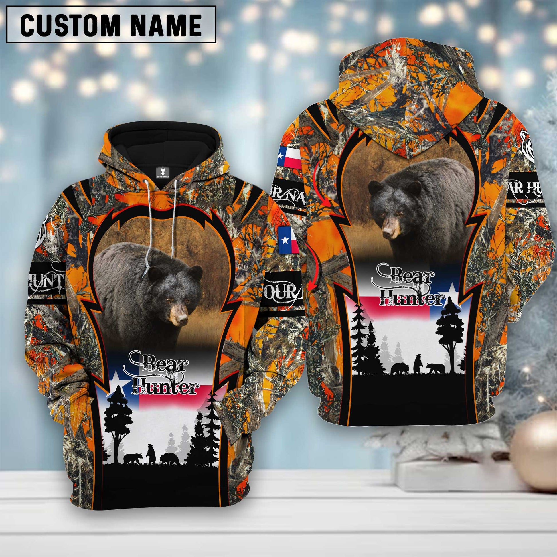 Custom Name Texas Camouflage Pattern Bear Hunting Shirt 3D All Over Printed Clothes