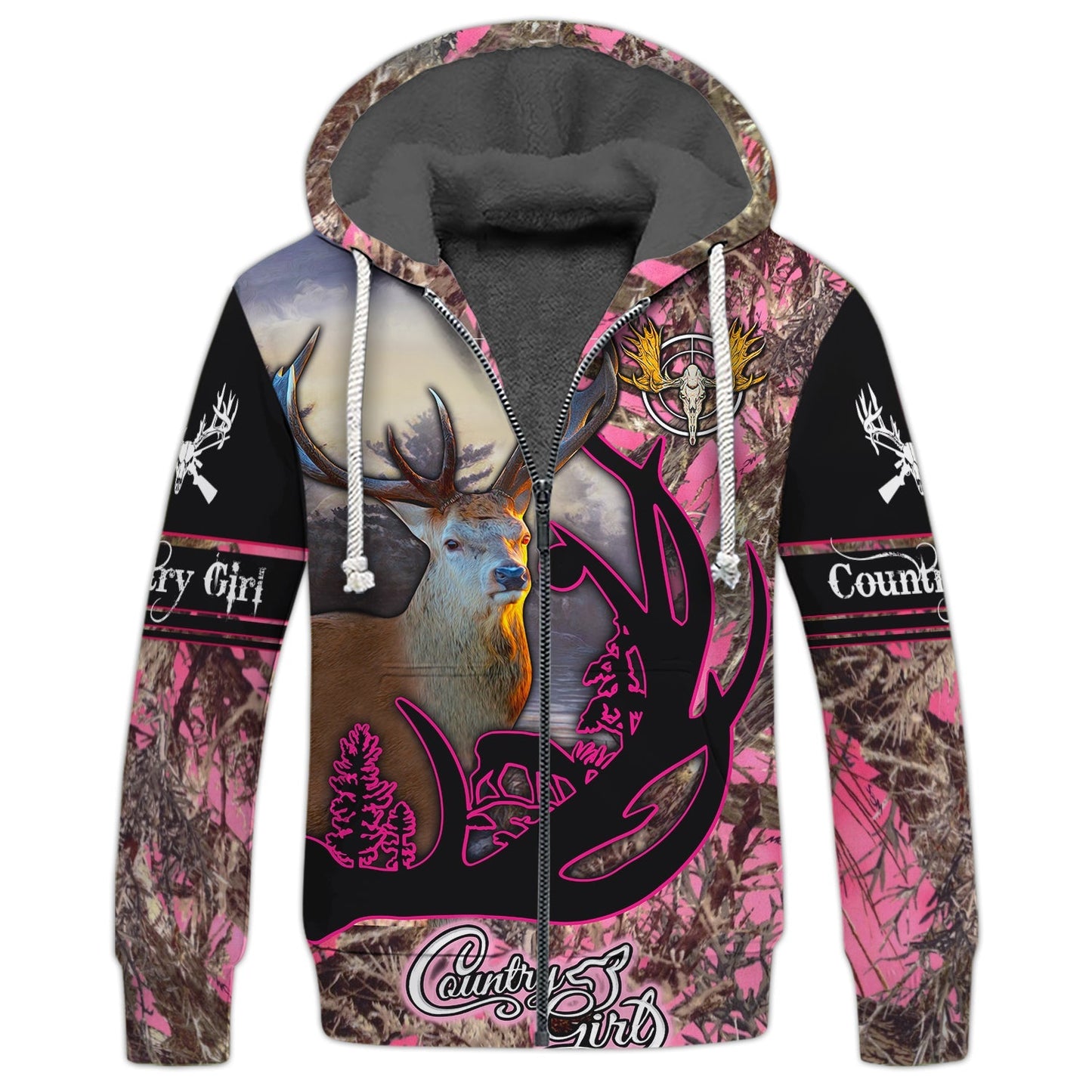 Deer Hunting Country Girl Pink Style Shirt 3D All Over Printed Clothes