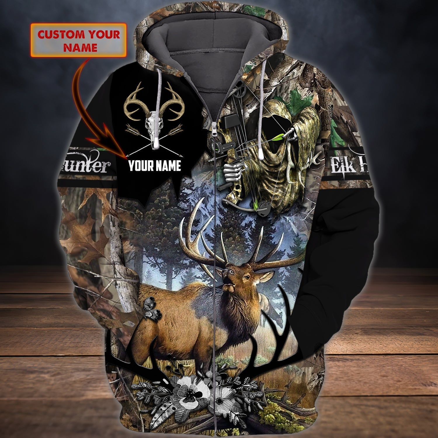 Custom Name Hunting Elk Bow Shirt 3D All Over Printed Clothes