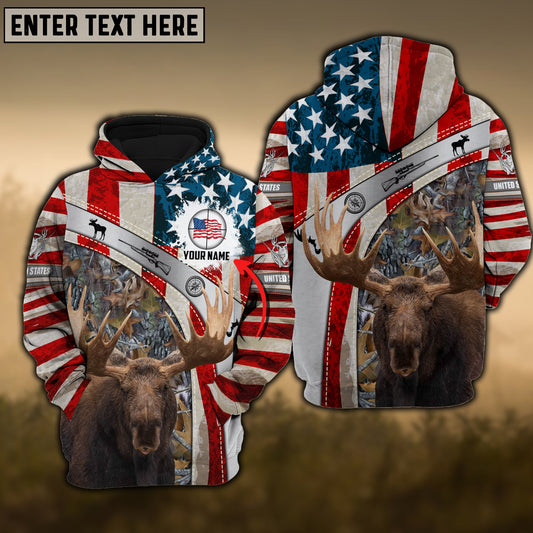 Custom Name Moose Hunting America Shirt 3D All Over Printed Clothes