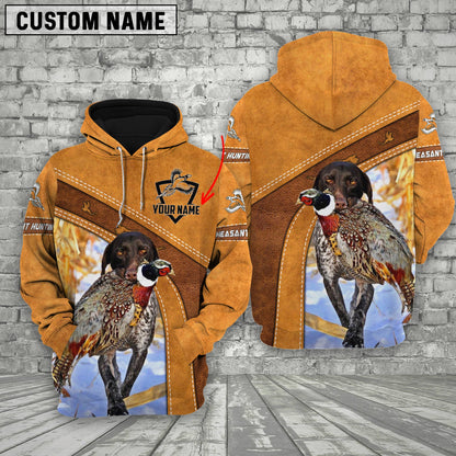 Custom Name Hunting Pheasant Orange Style Shirt 3D All Over Printed Clothes