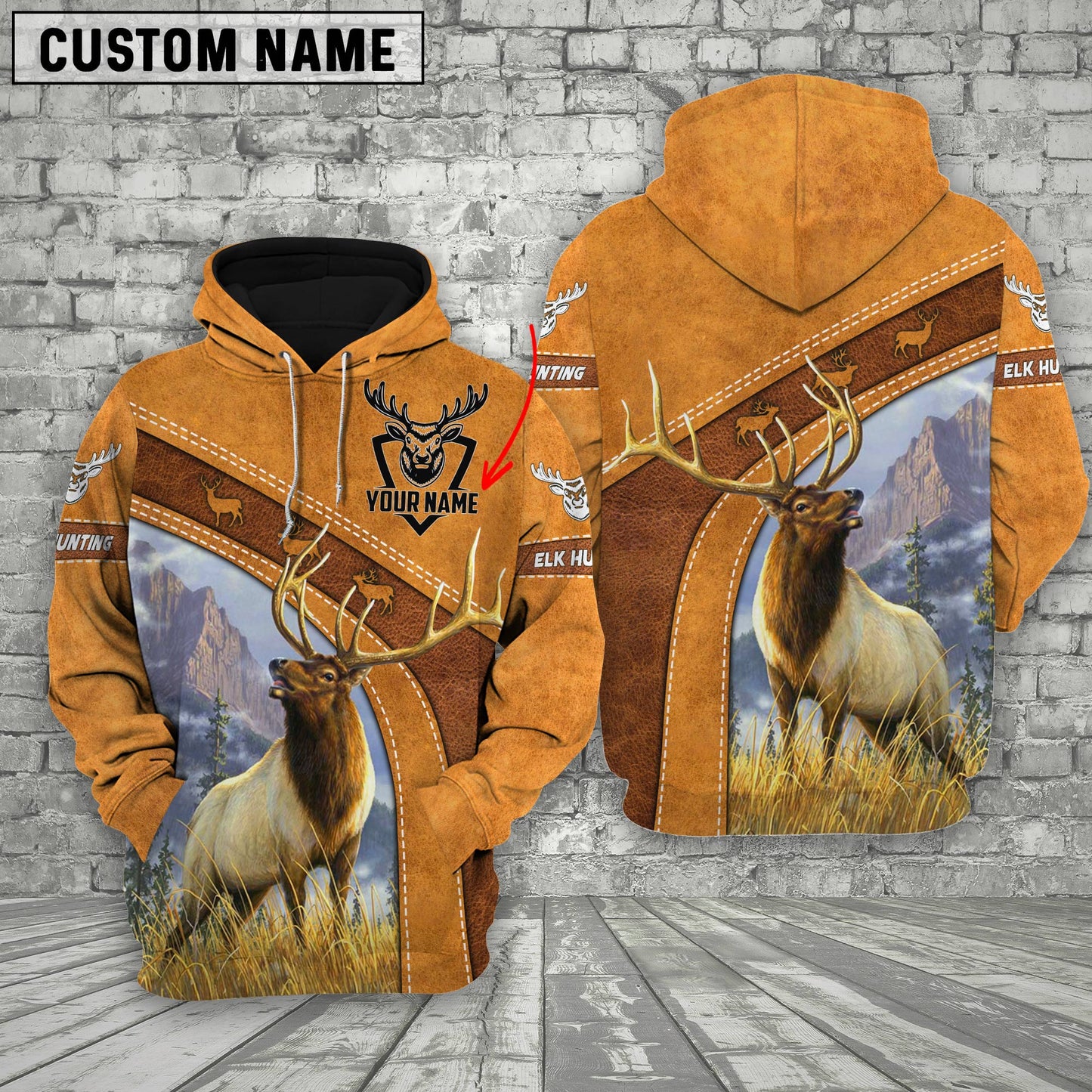 Custom Name Hunting Elk Orange Style Shirt 3D All Over Printed Clothes