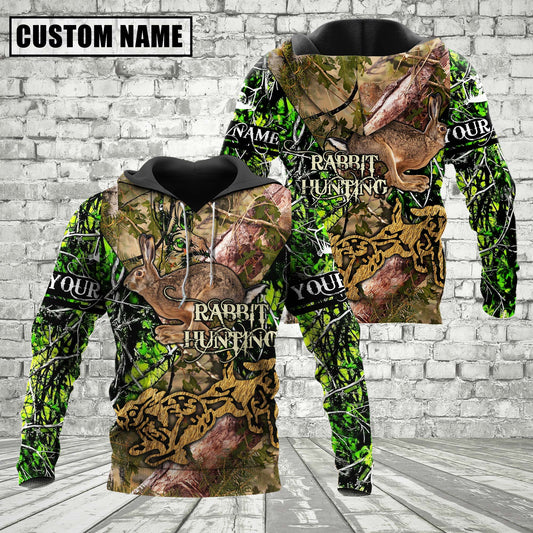 Custom Name Rabbit Hunting Camo Style Shirt 3D All Over Printed Clothes