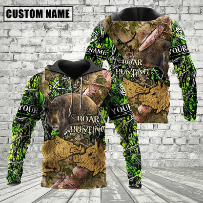 Custom Name Boar Hunting Camo Style Shirt 3D All Over Printed Clothes