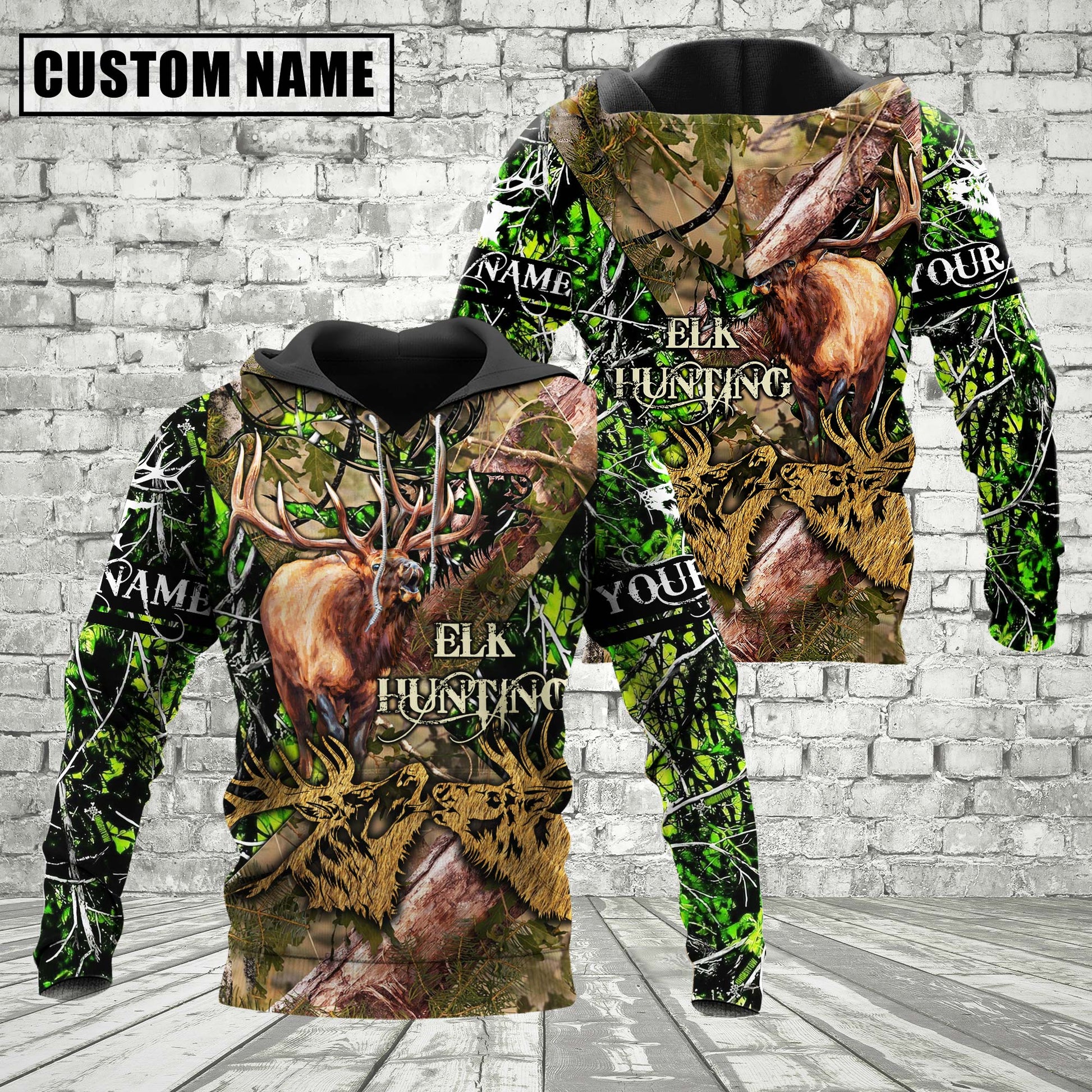 Custom Name Elk Hunting Camo Style Shirt 3D All Over Printed Clothes