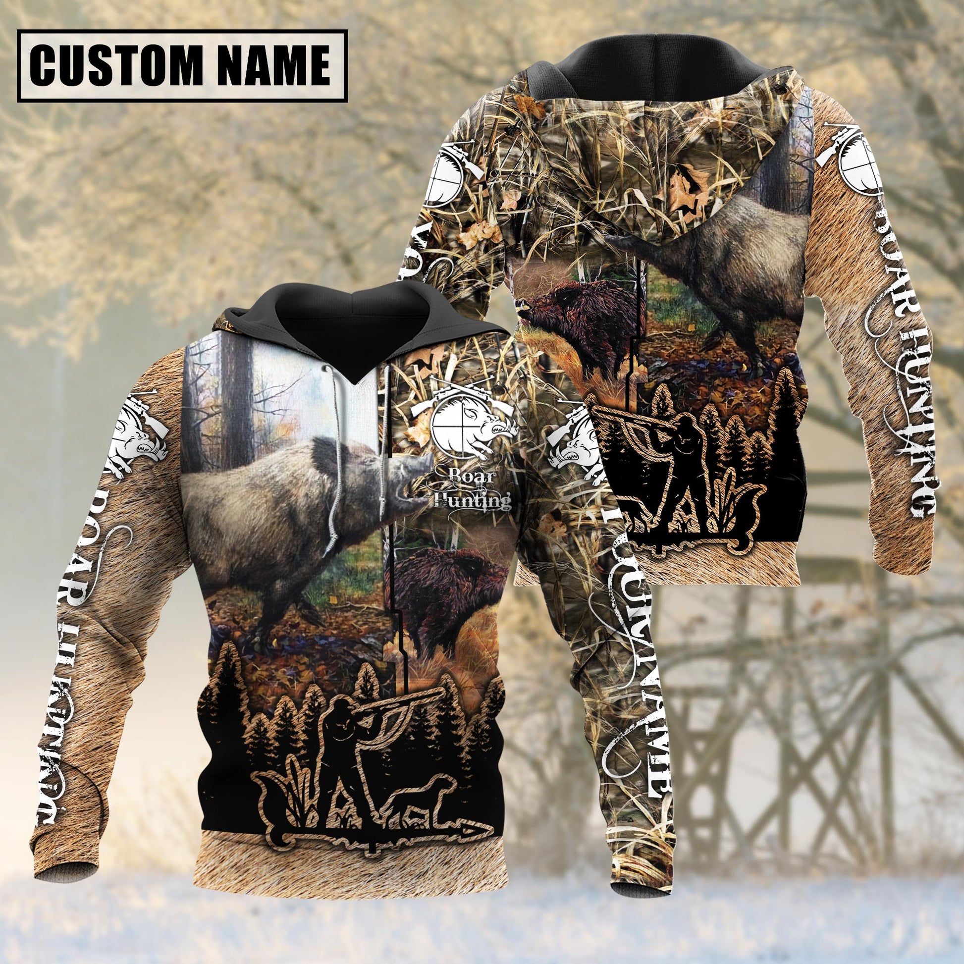 Custom Name Boar Hunting Camo Style Shirt 3D All Over Printed Clothes