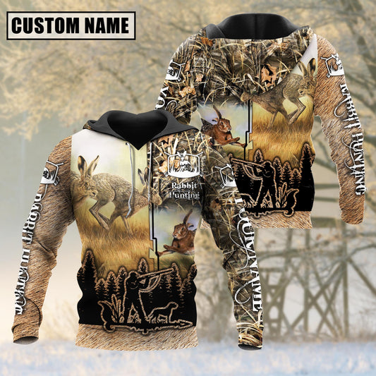 Custom Name Rabbit Hunting Camo Style Shirt 3D All Over Printed Clothes