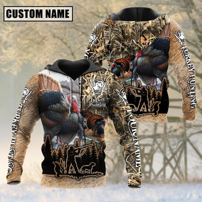 Custom Name Turkey Hunting Camo Style Shirt 3D All Over Printed Clothes