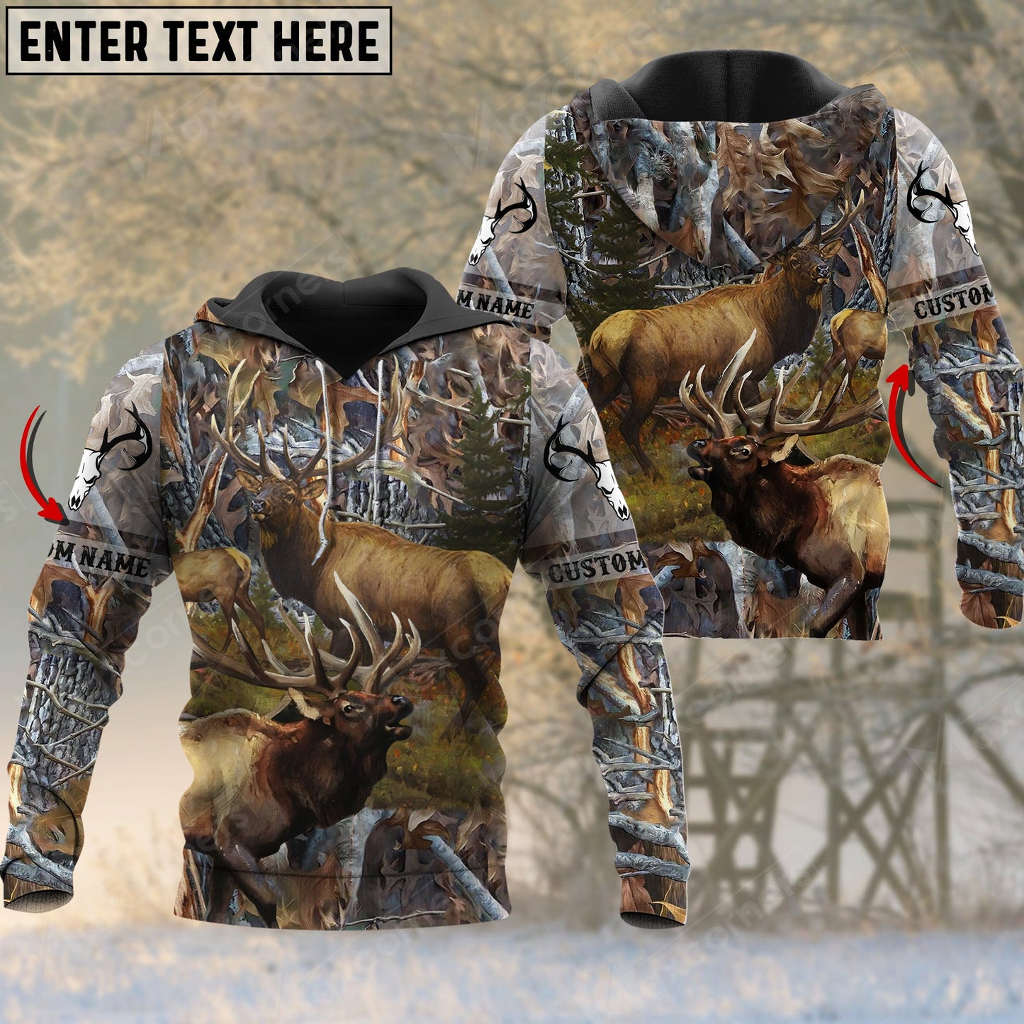 Custom Name Hunting Elk Autunm Style Shirt 3D All Over Printed Clothes