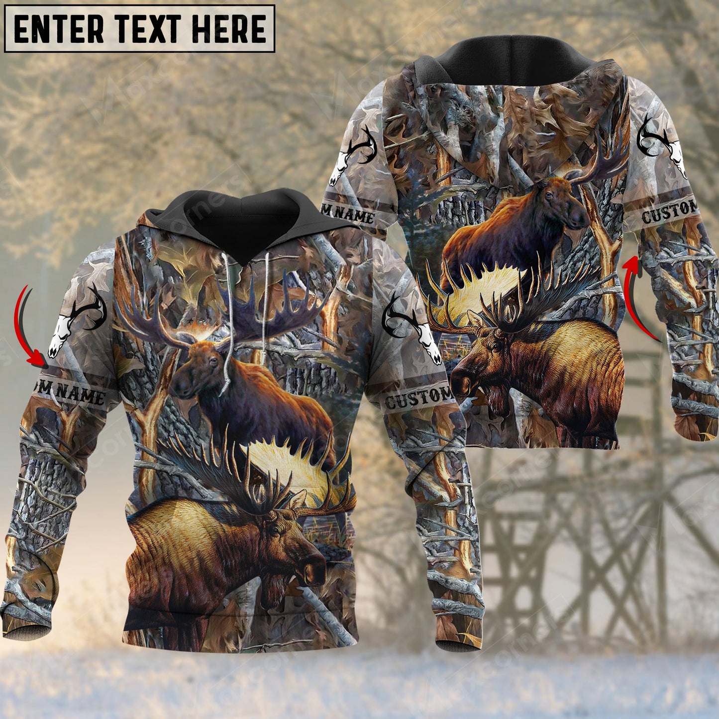 Custom Name Hunting Moose Autunm Style Shirt 3D All Over Printed Clothes