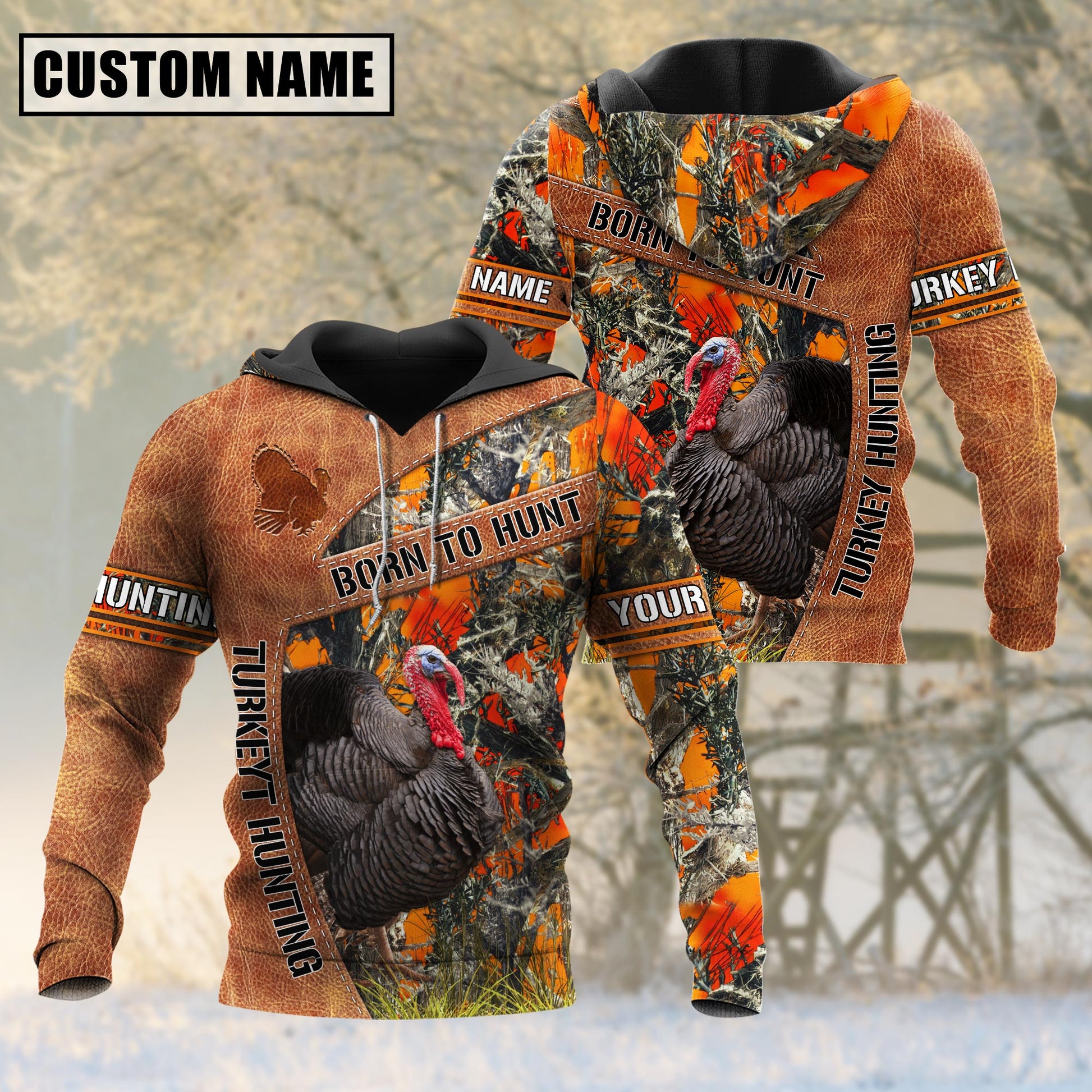 Personalized Name Loralle Born To Hunt Turkey Hunting 3D All Over Printed Clothes