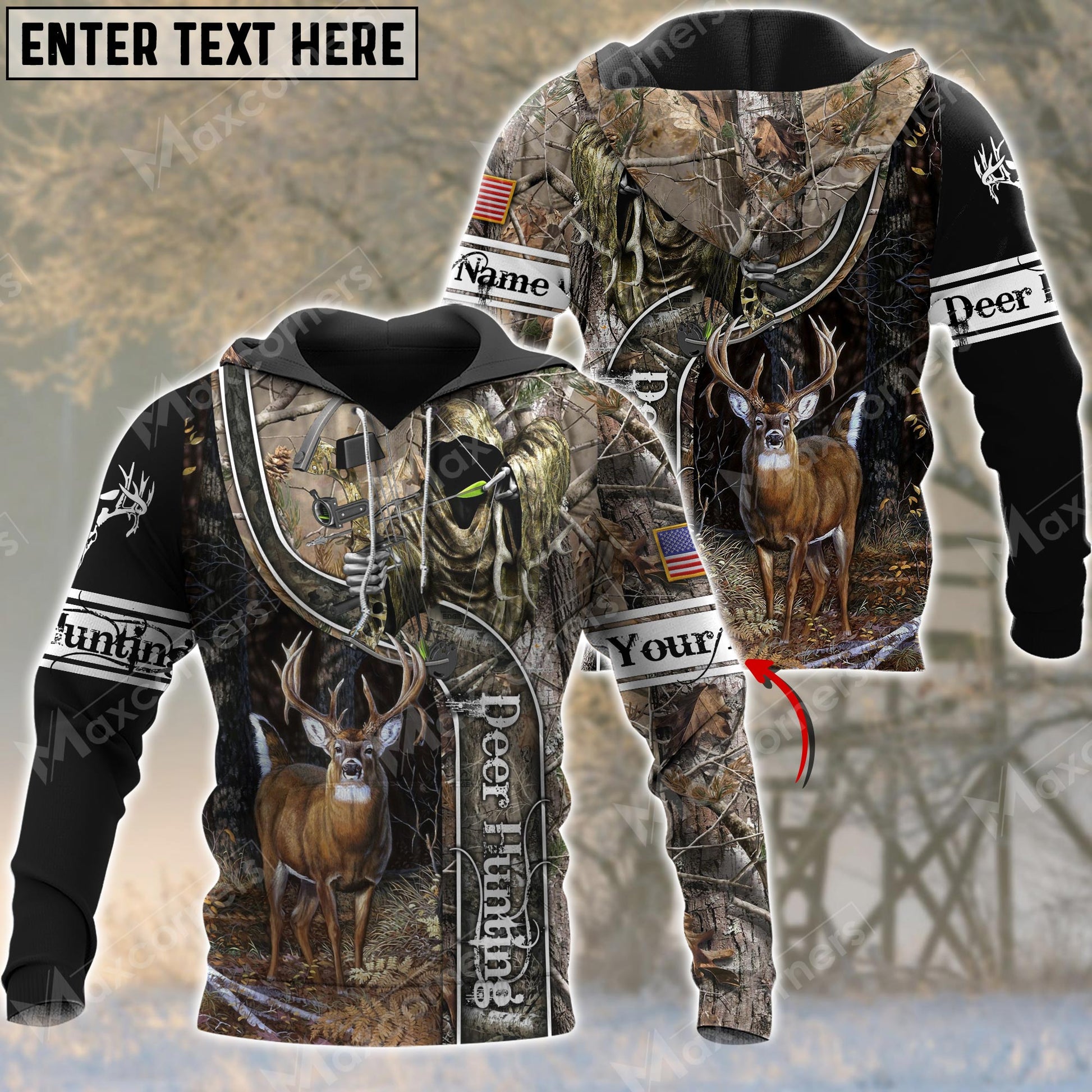 Personalized Name Deer Hunting 3D All Over Printed Clothes