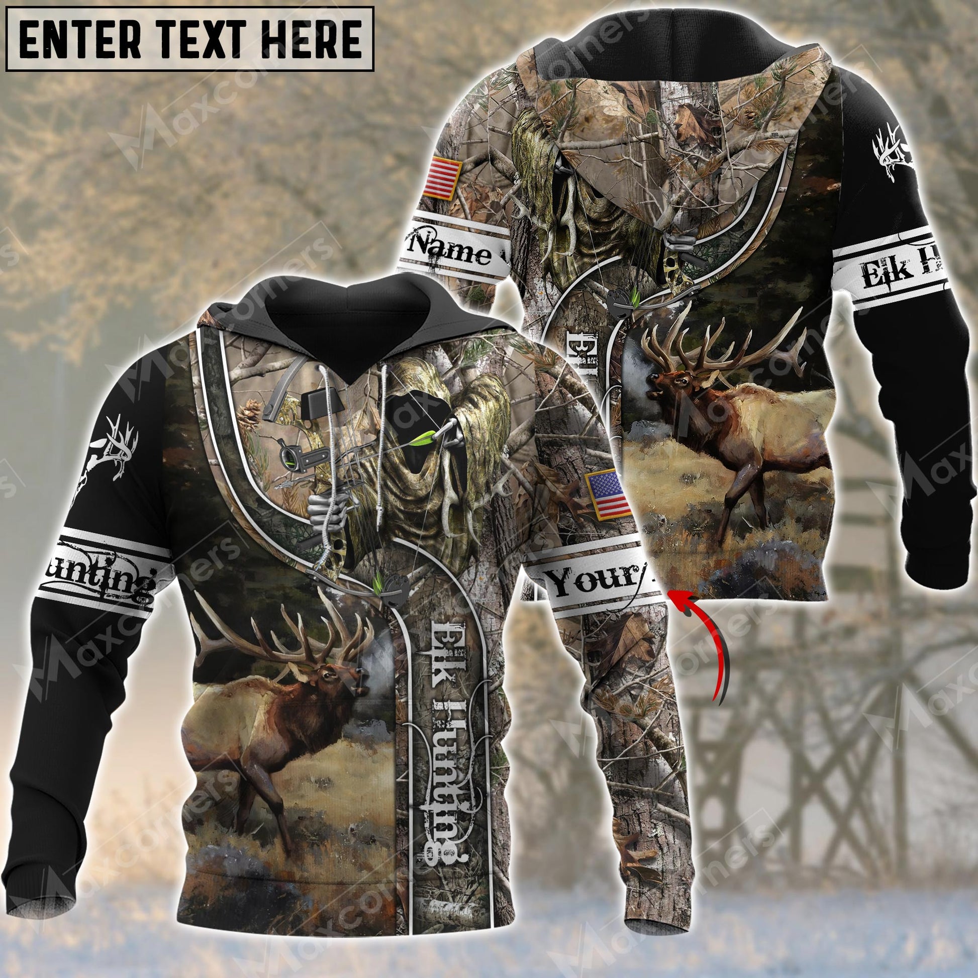 Personalized Name Elk Hunting 3D All Over Printed Clothes