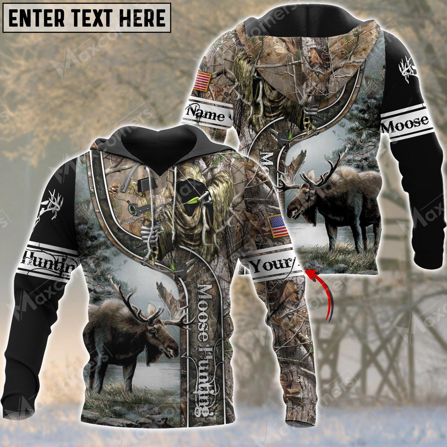 Personalized Name Moose Hunting 3D All Over Printed Clothes