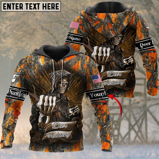 Personalized Name Deer Skull Hunting 3D All Over Printed Clothes