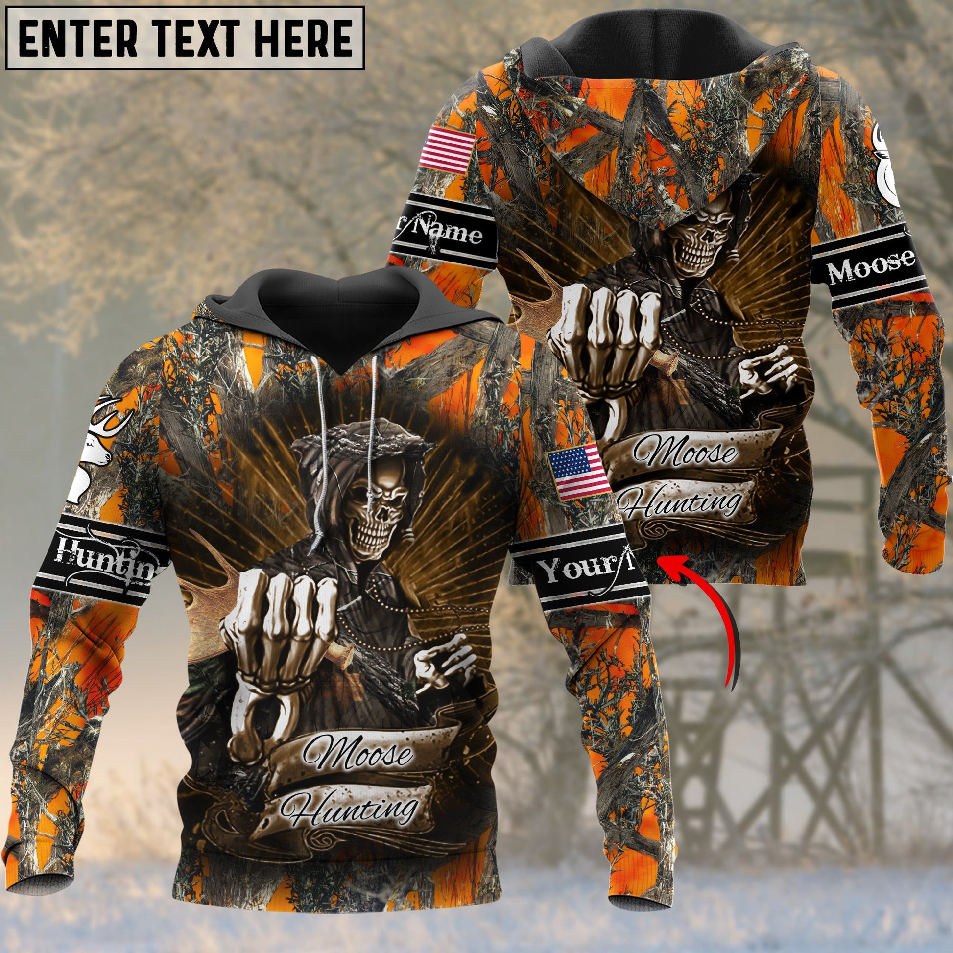 Personalized Name Moose Skull Hunting 3D All Over Printed Clothes