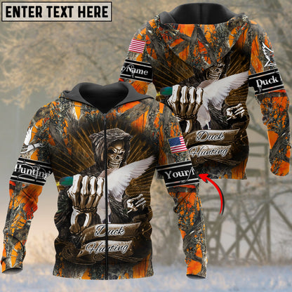 Personalized Name Duck Skull Hunting 3D All Over Printed Clothes